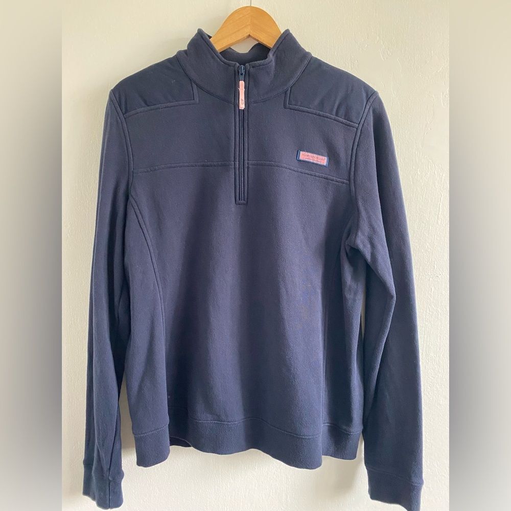 Vineyard Vines Quarter-Zip Pullover Navy Blue Size XL Coastal Travel Vaca
